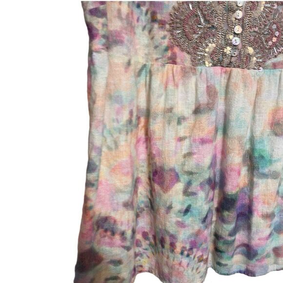 Soft Surroundings pastel embellished top PXL BEADED SEQUINED COTTON TUNIC - Picture 3 of 9